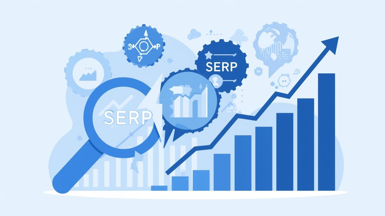 Como escolher palavras‑chave com baixa concorrência e alto volume – capa do artigo com gráficos de busca, lupa e setas de crescimento (SEO)