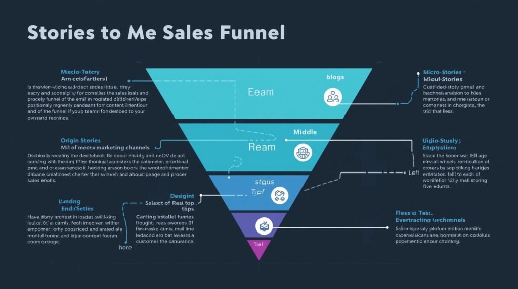Infográfico de funil de vendas com canais digitais mostrando onde usar storytelling em cada etapa da jornada do cliente